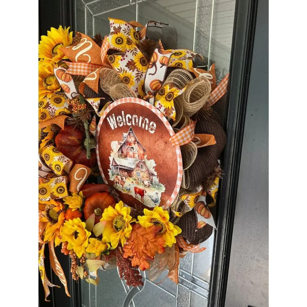 Fall Sunflower Front Door Wreath